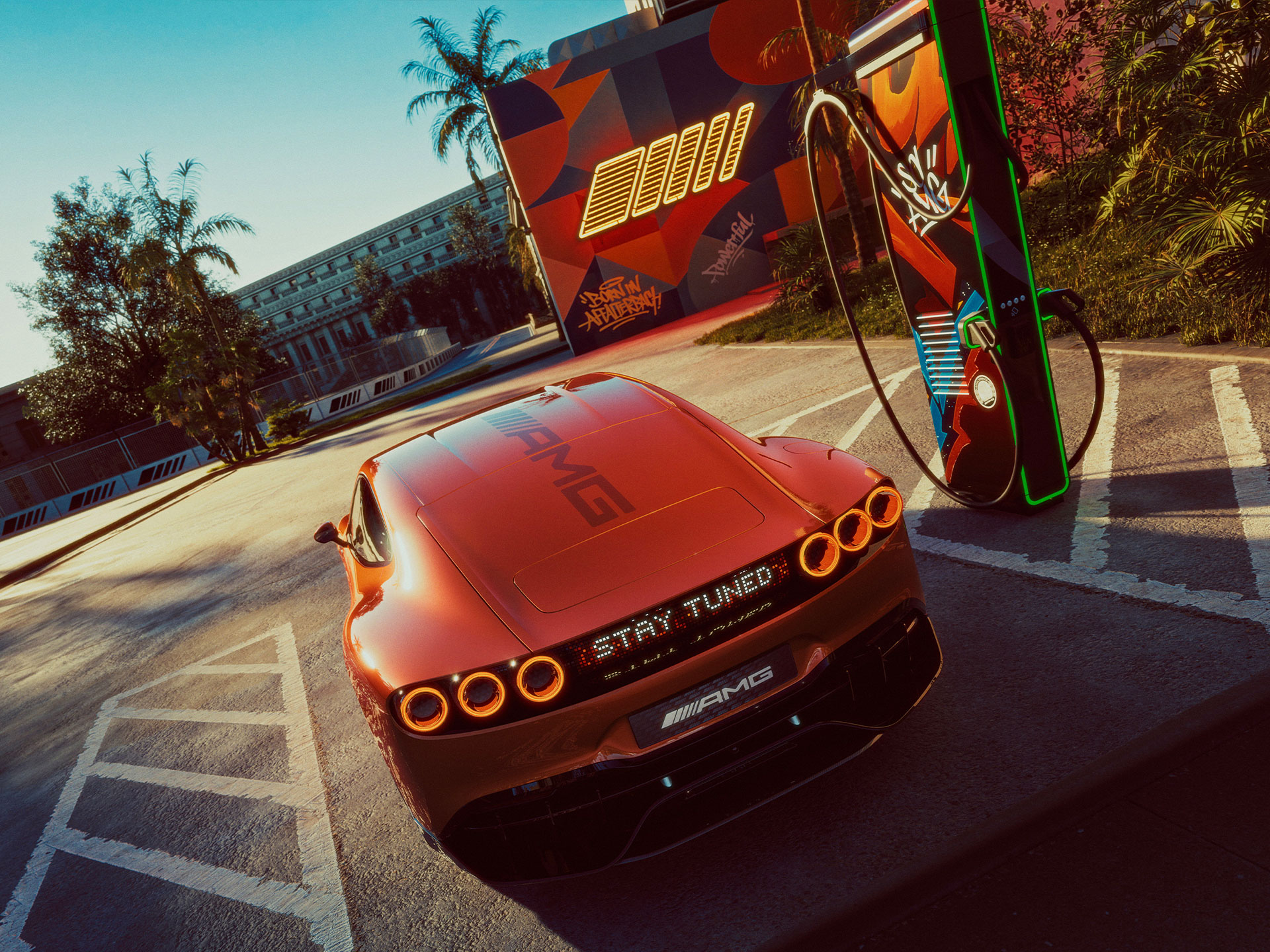 Hyper-fast charging | AMG.EA | Mercedes-AMG CONCEPT AMG GT XX beim Laden an einer Ladestation.