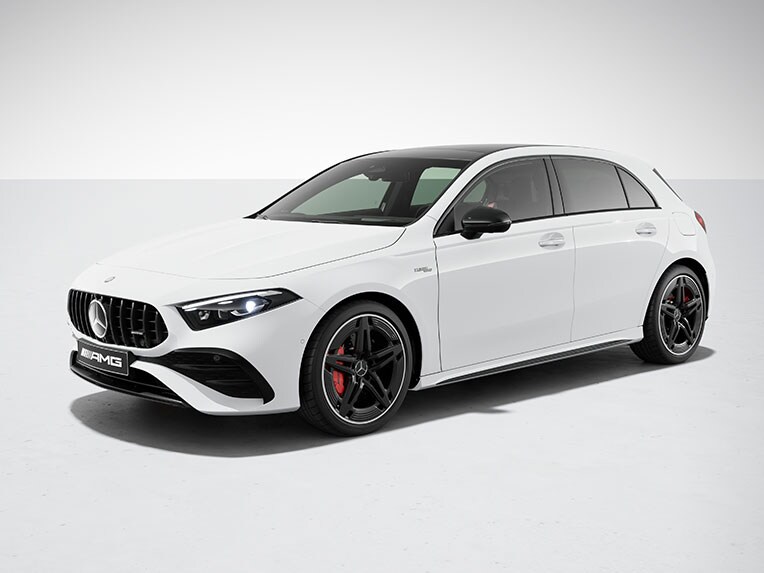 Das Exterieur der Mercedes-AMG A-Klasse Kompaktlimousine mit AMG Night-Paket II.