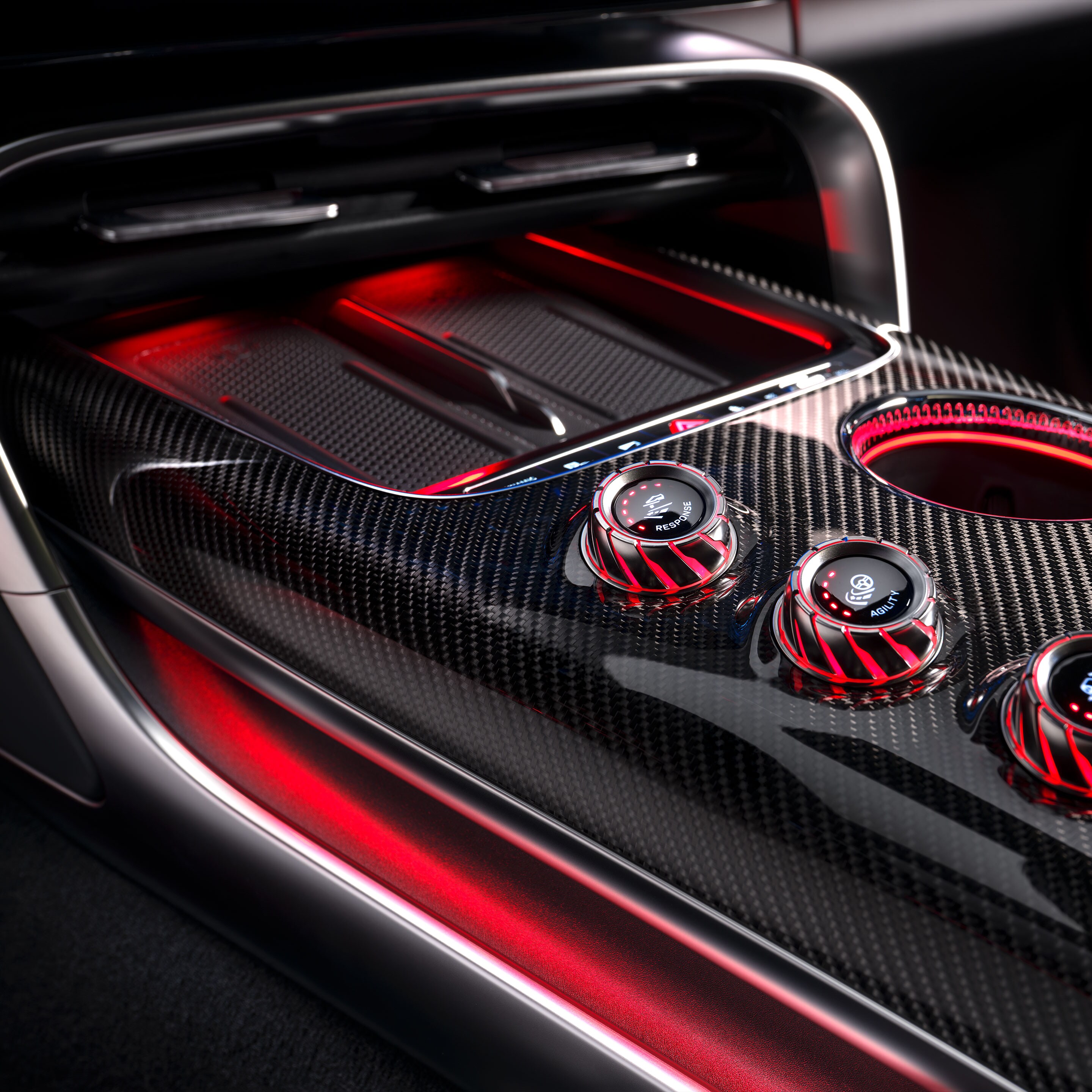 Ergonomie de voiture de sport dans le nouveau GT Coupé 4&nbsp;portes de Mercedes-AMG.