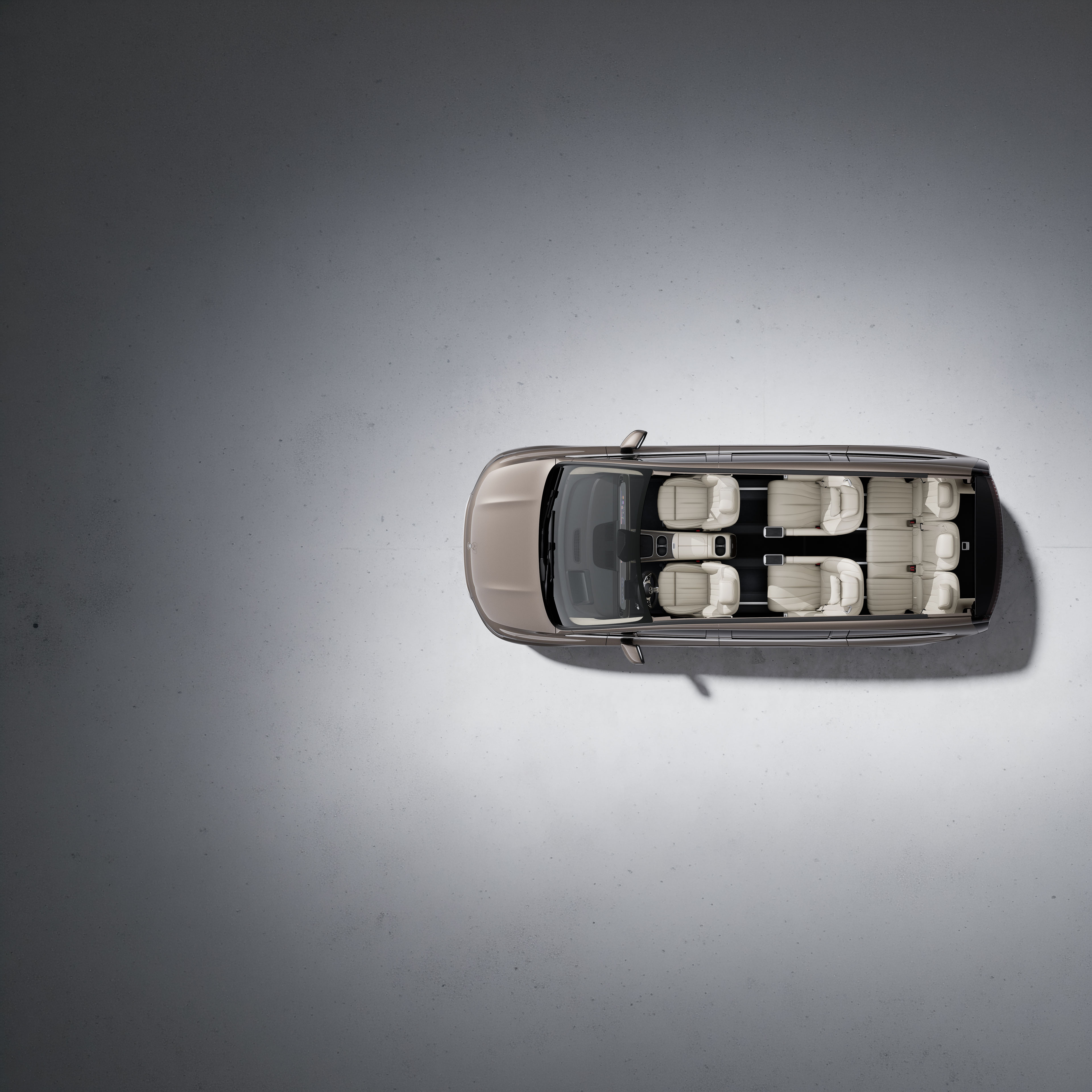 7-Sitzer Pkw & Vans | Mercedes-Benz Draufsicht in den Innenraum eines 7-sitzigen Autos von Mercedes-Benz.