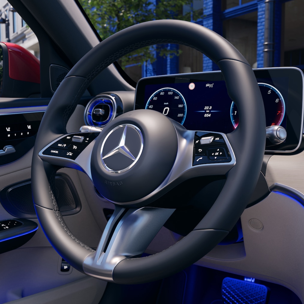 Das neue Lenkrad im neuen C-Klasse T-Modell von Mercedes-Benz.
