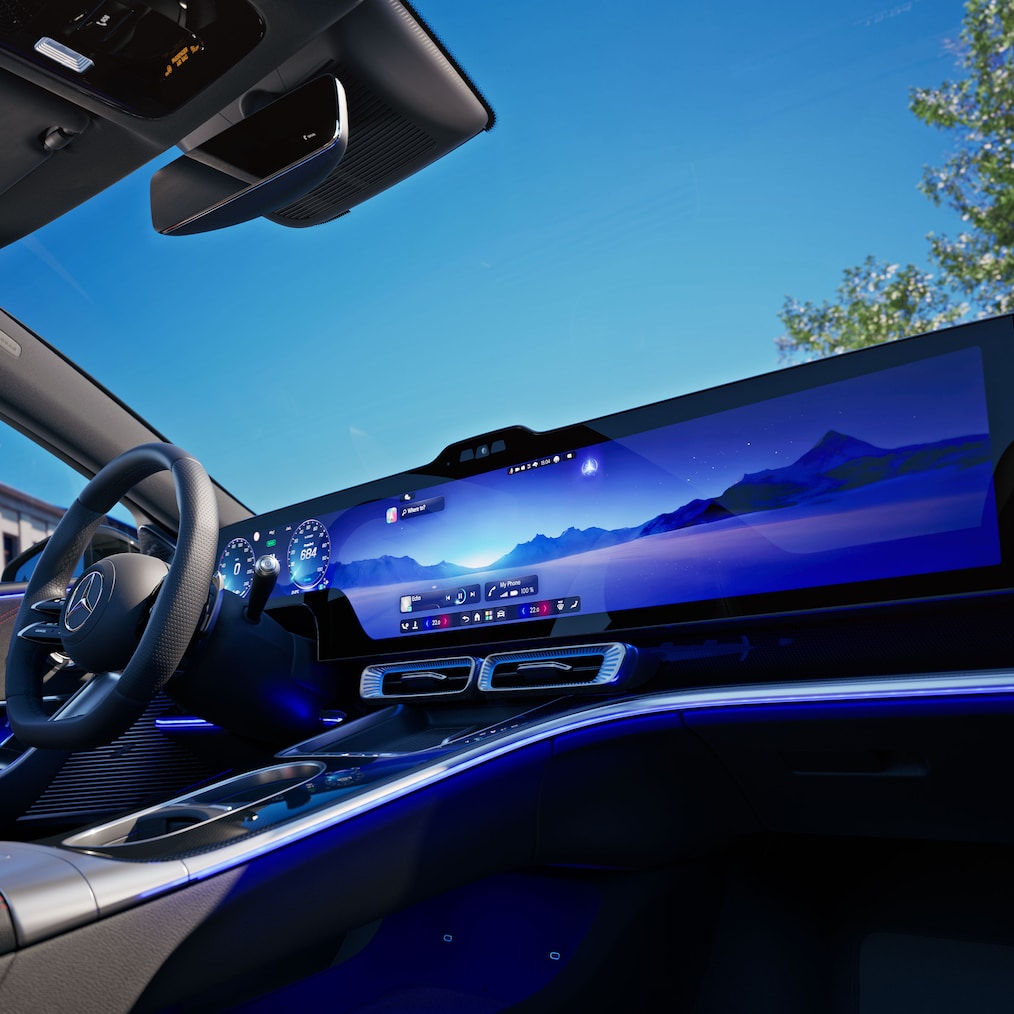 Der MBUX Hyperscreen der völlig neuen elektrischen C-Klasse von Mercedes-Benz.