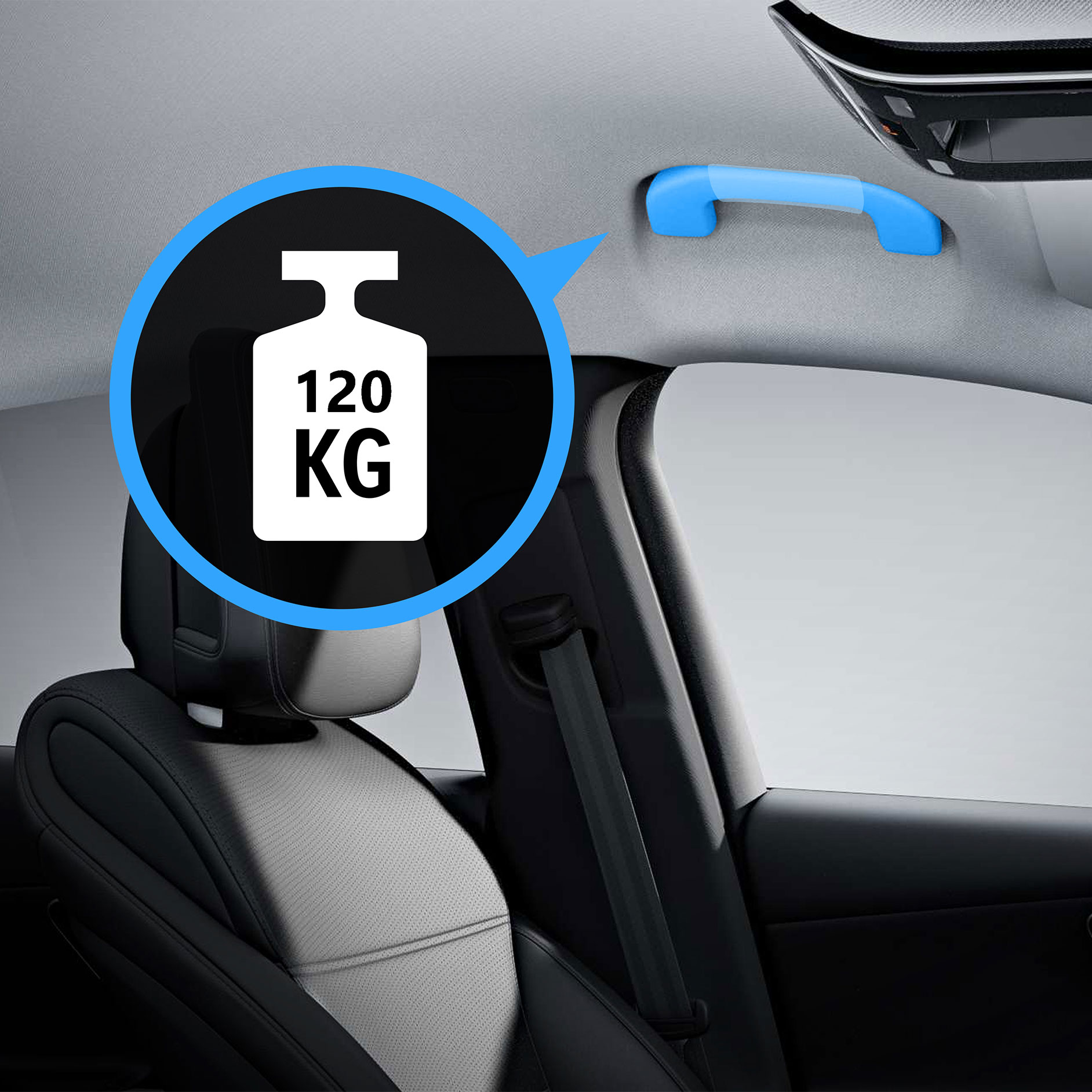 Maniglia di sostegno comfort rinforzata | Ausili alla guida | Mercedes-Benz Illustrazione della maniglia di sostegno comfort rinforzata di Mercedes-Benz.