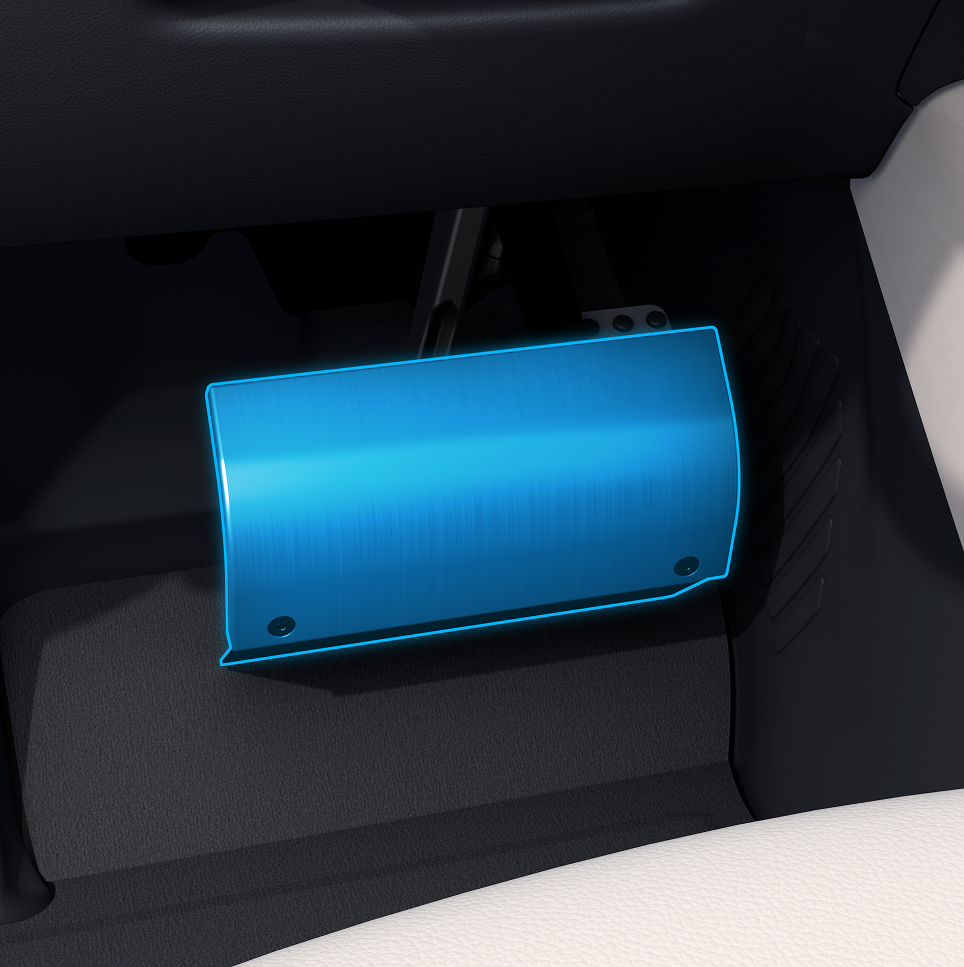 Rialzo del pedale | Ausili alla guida | Mercedes-Benz Un’immagine dettagliata della copertura del pedale in combinazione con un'auto accessibile ai disabili.