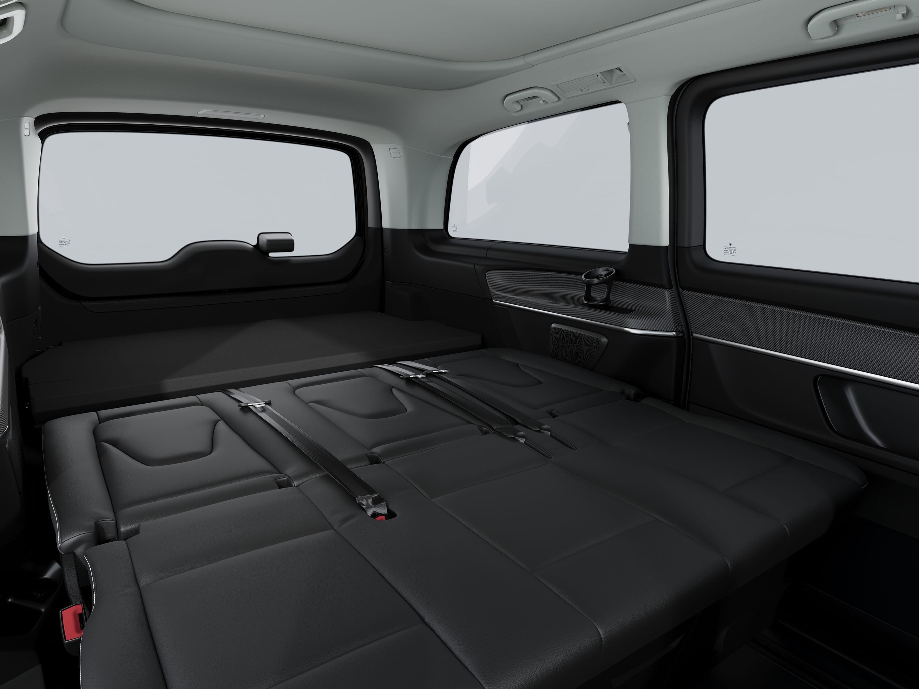 Banquette du Mercedes-Benz Marco Polo HORIZON avec rangement à tiroirs intégré et espace intérieur modulable.