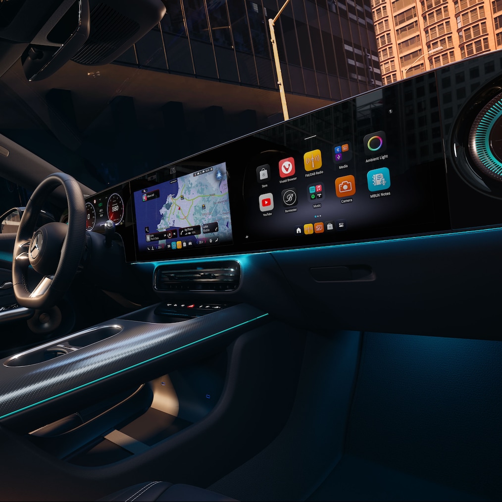 Vue du MBUX Superscreen dans la Mercedes-Benz CLA C178.