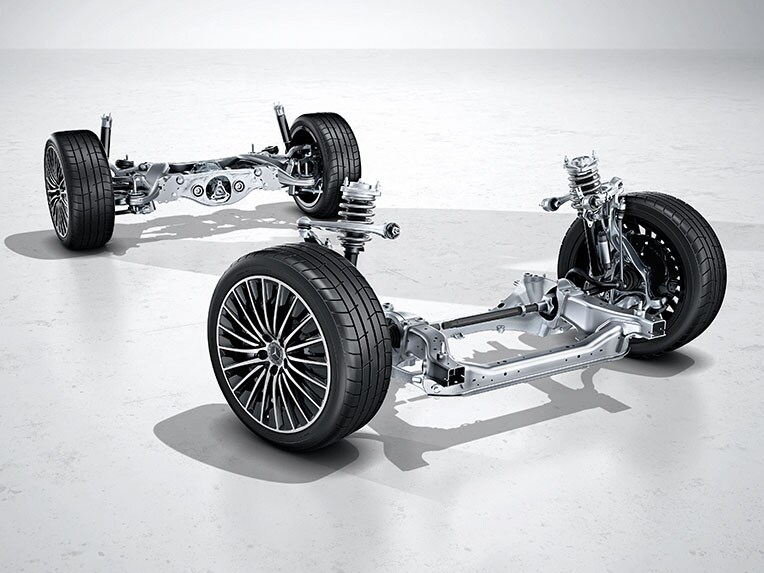 Das DYNAMIC BODY CONTROL-Fahrwerk mit verstellbarer Dämpfung im CLE Cabriolet von Mercedes-Benz