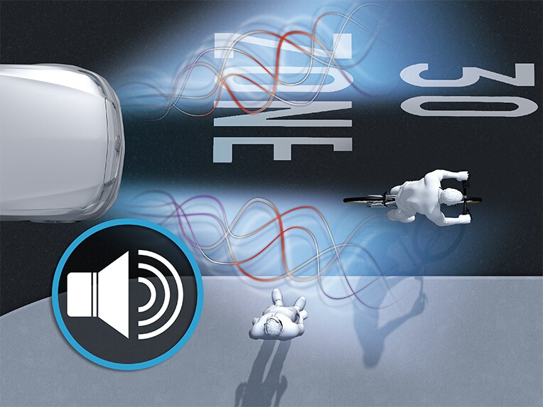 L'avertisseur sonore pour piétons dans la Classe E Berline de Mercedes-Benz.