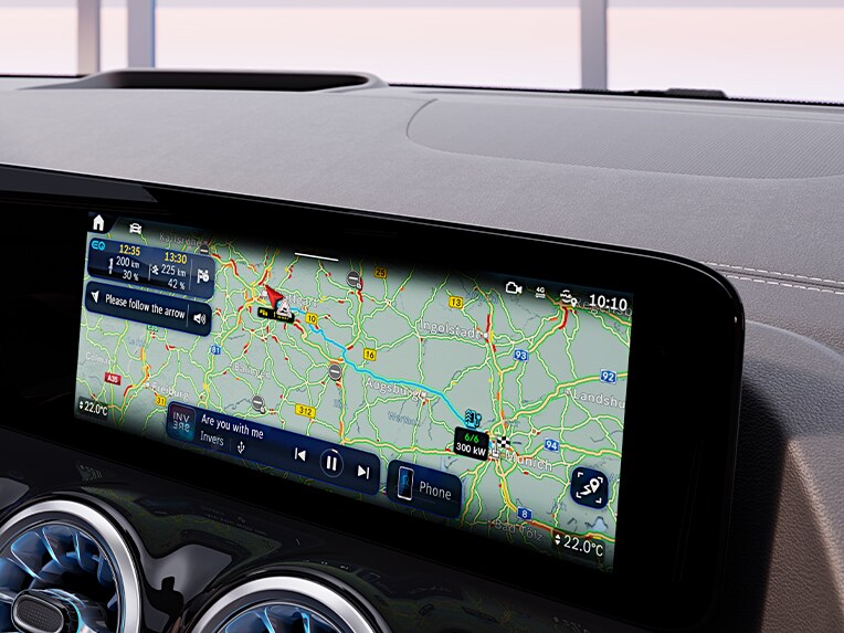 Navigation mit Elektrischer Intelligenz im EQA von Mercedes-Benz.