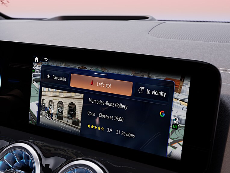 Ortsinformation im EQA von Mercedes-Benz werden von Google zur Verfügung gestellt.