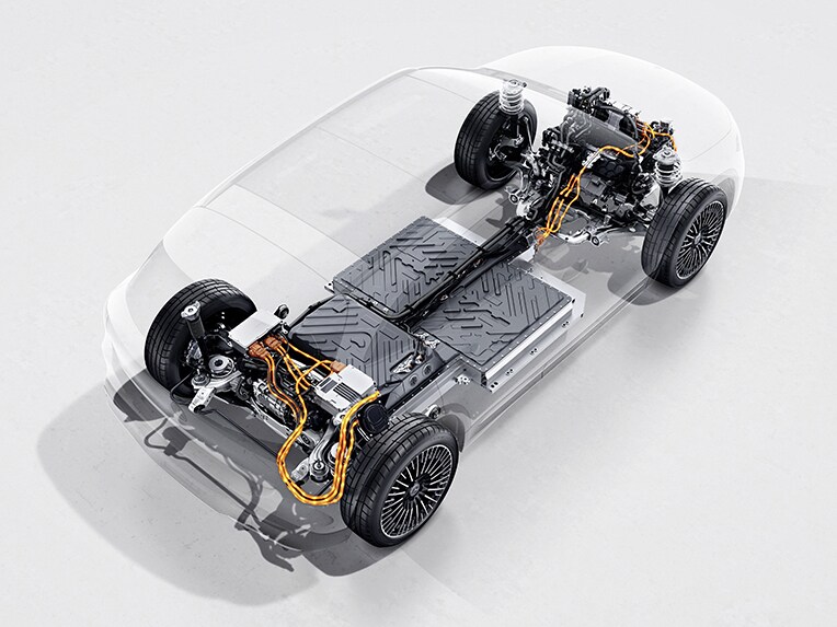 Der 4MATIC Allradantrieb im EQA von Mercedes-Benz.
