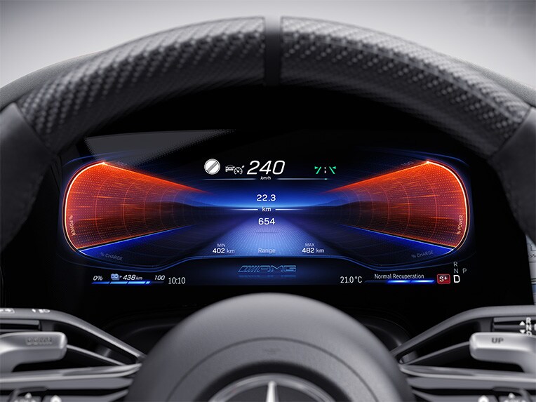 Un'immagine del pacchetto AMG DYNAMIC PLUS della Mercedes-AMG EQE Berlina.
