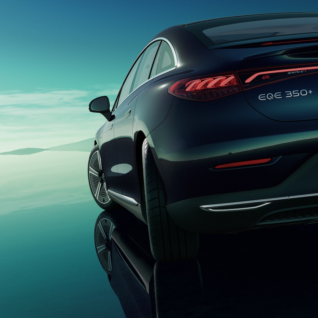 Une représentation de la direction de l'essieu arrière dans la berline EQE de Mercedes-Benz.