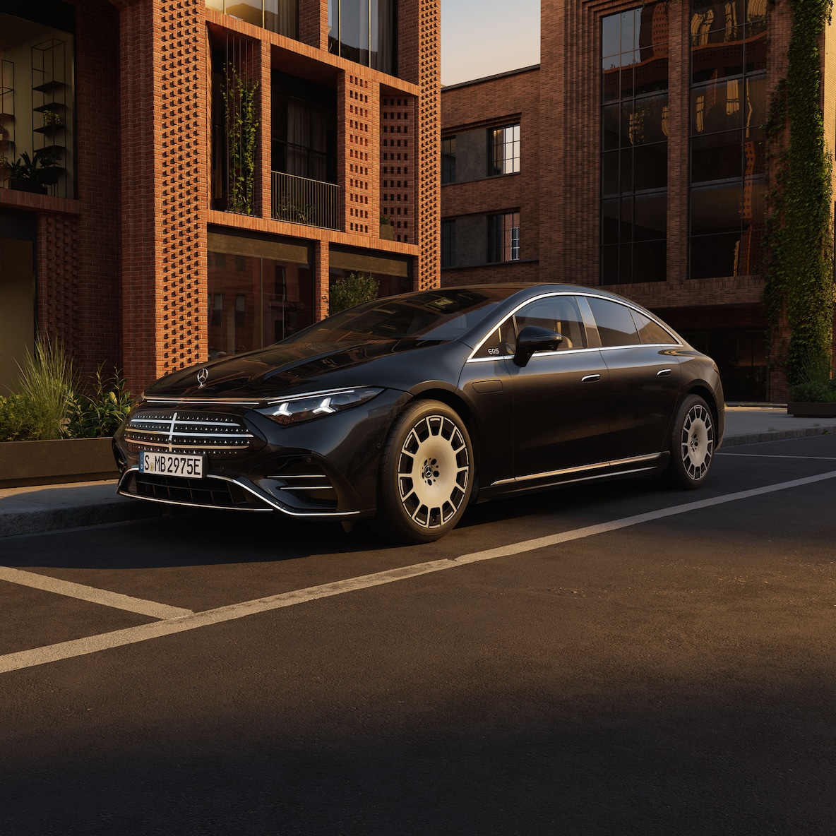 L'extérieur du nouvel EQS 100&nbsp;% électrique de Mercedes-Benz.