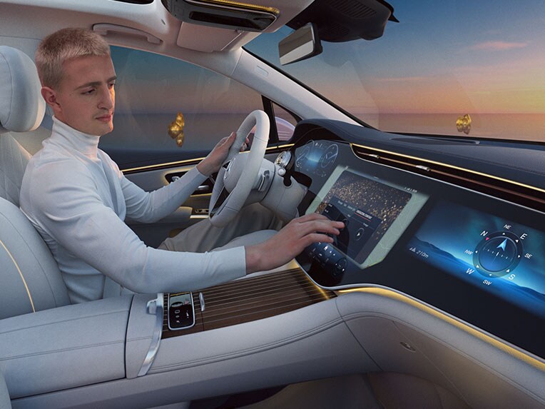 Un partie de l’intérieur de l’EQS SUV avec le Pack ENERGIZING Plus.