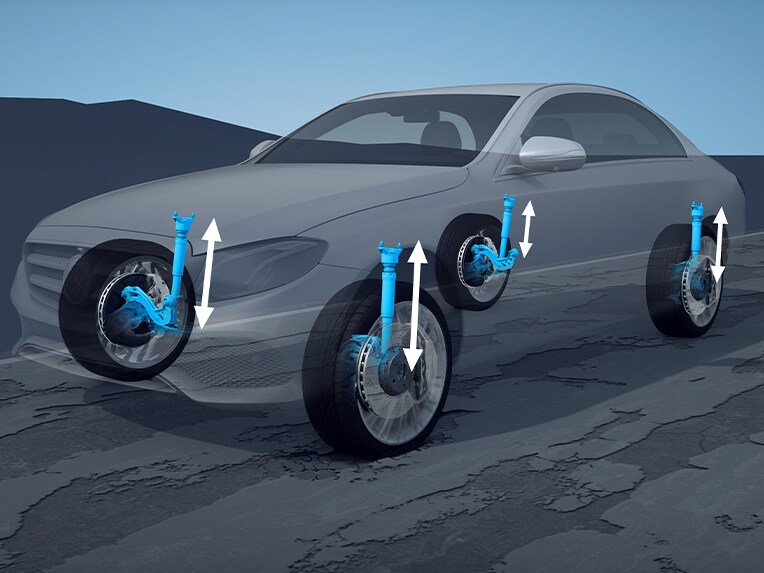 Le sospensioni pneumatiche AIRMATIC della Mercedes-Benz EQS.