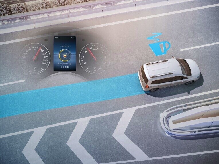 Das Fahrassistenzsystem ATTENTION ASSIST des Mercedes-Benz EQT.