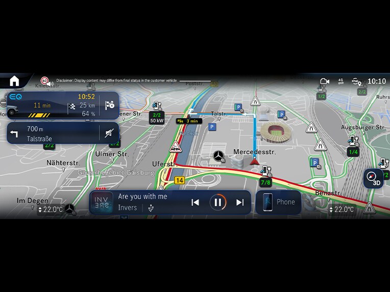 Navigation mit Electric Intelligence in der vollelektrischen G-Klasse von Mercedes-Benz.