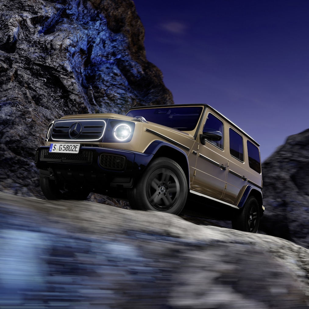 Gros plan sur le protège-radiateur Black Panel d'une Mercedes-Benz G 580 avec technologie EQ.