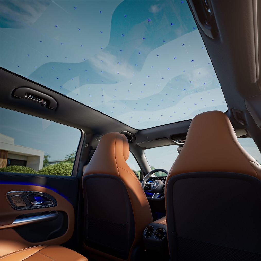 Il tetto panoramico SKY CONTROL della nuova GLB elettrica.