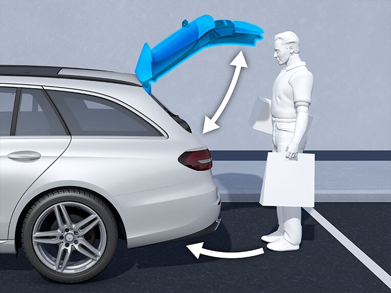 Una illustrazione della funzione HANDS-FREE ACCESS nella Mercedes-Benz GLB.