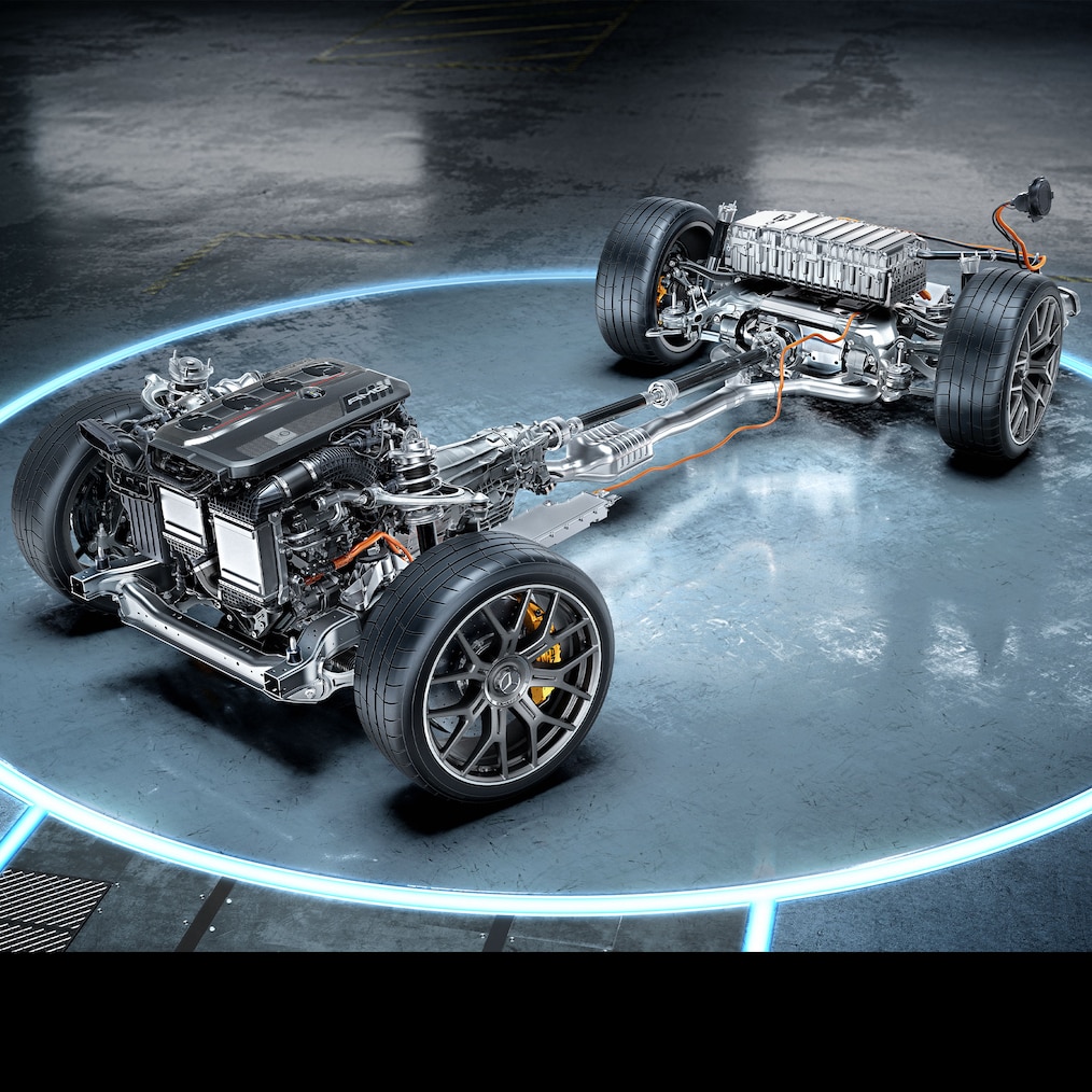 La chaîne cinématique de la Mercedes-AMG GLC 63 S E PERFORMANCE Coupé.