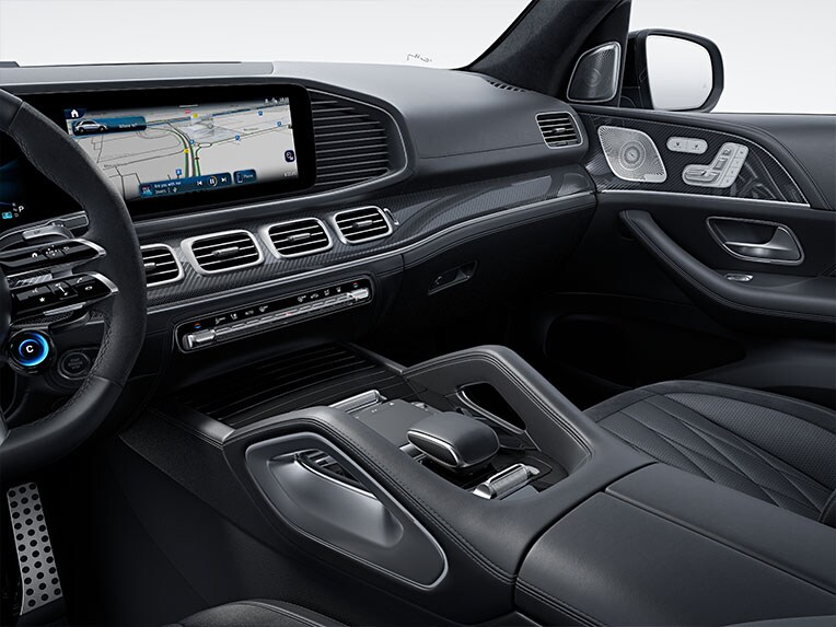 Die AMG Carbon Zierelemente im Mercedes GLS AMG Innenraum.