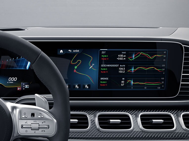 Il display con AMG TRACK PACE della Mercedes-AMG GLS 63 4MATIC+.
