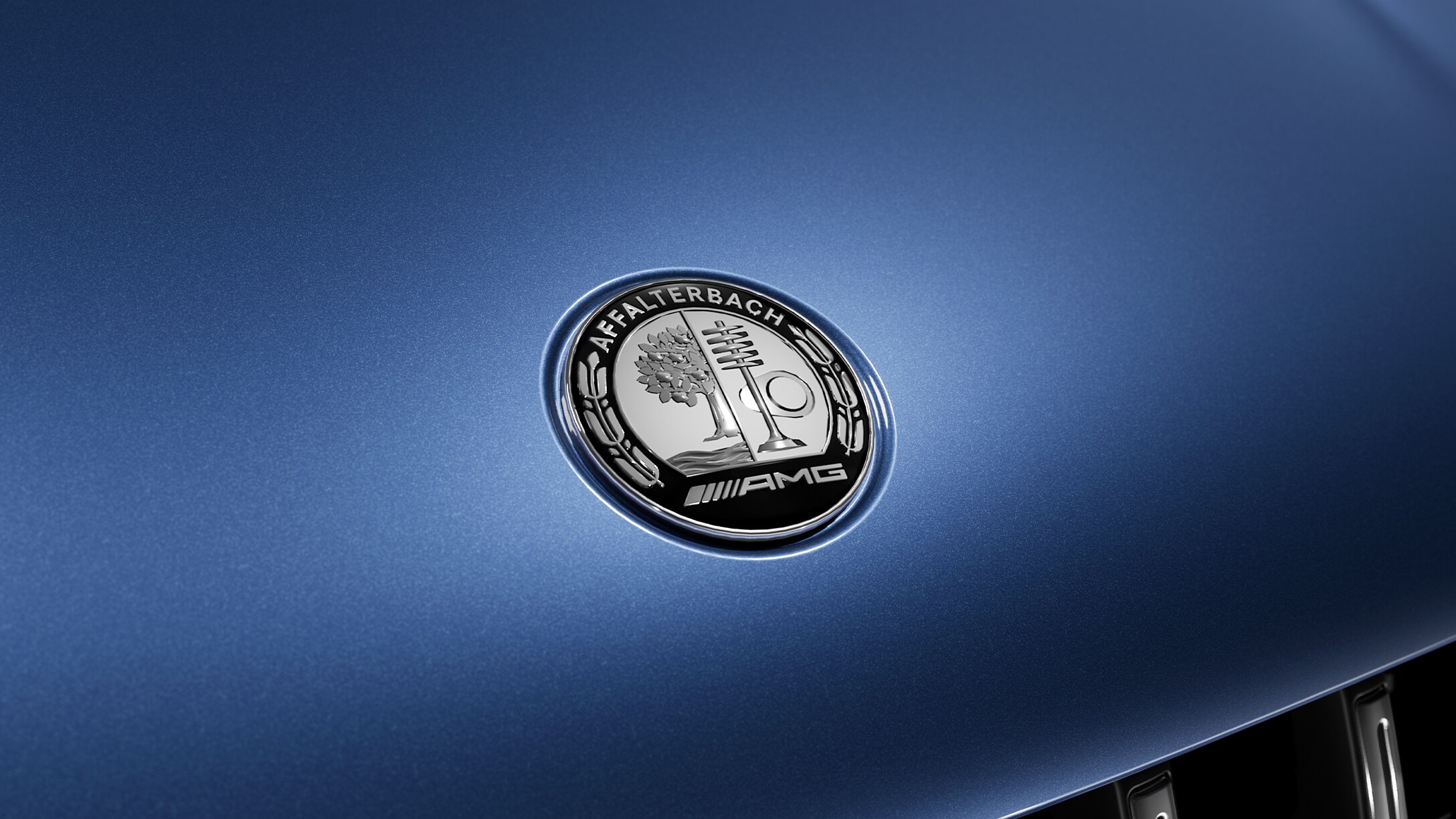 Le blason iconique AMG de Mercedes-AMG.