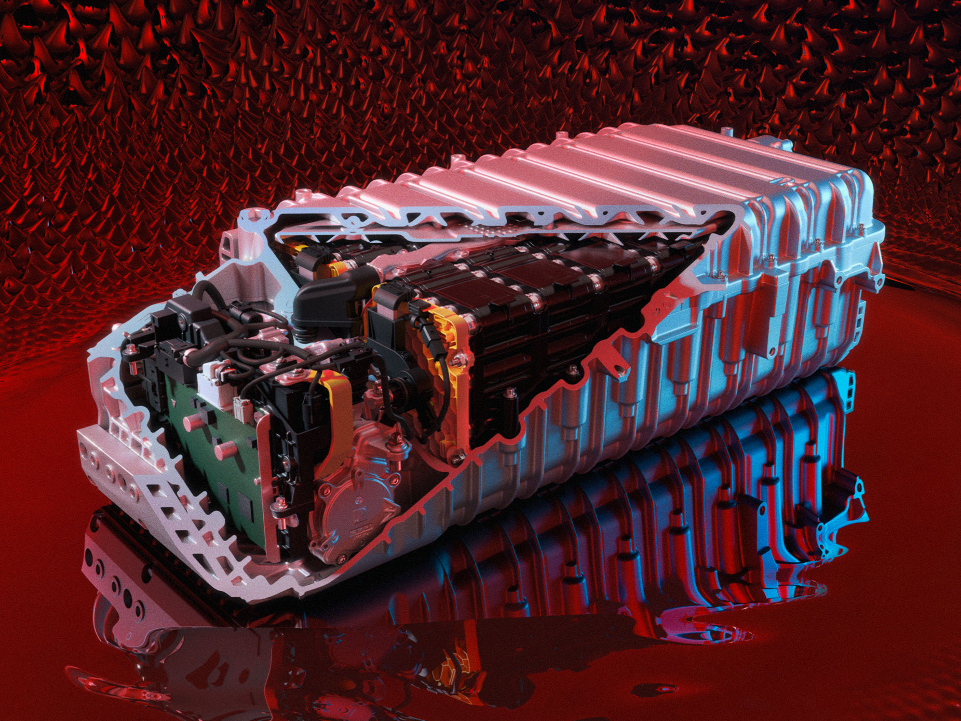 Batterie | Highlights | Mercedes-AMG Eine technische Illustration der AMG High-Performance Batterie von Mercedes-AMG.