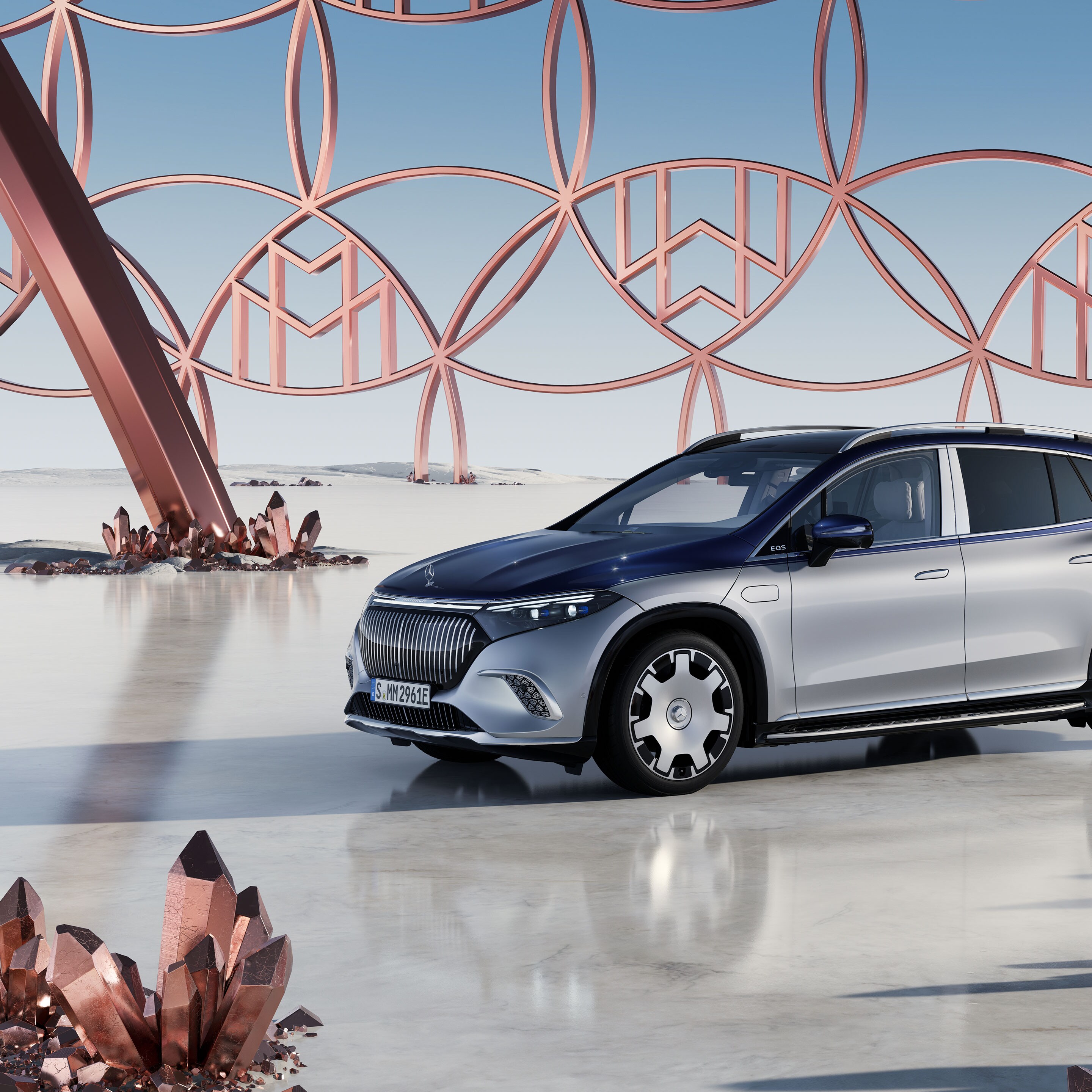 La Mercedes-Maybach EQS SUV vue de profil.