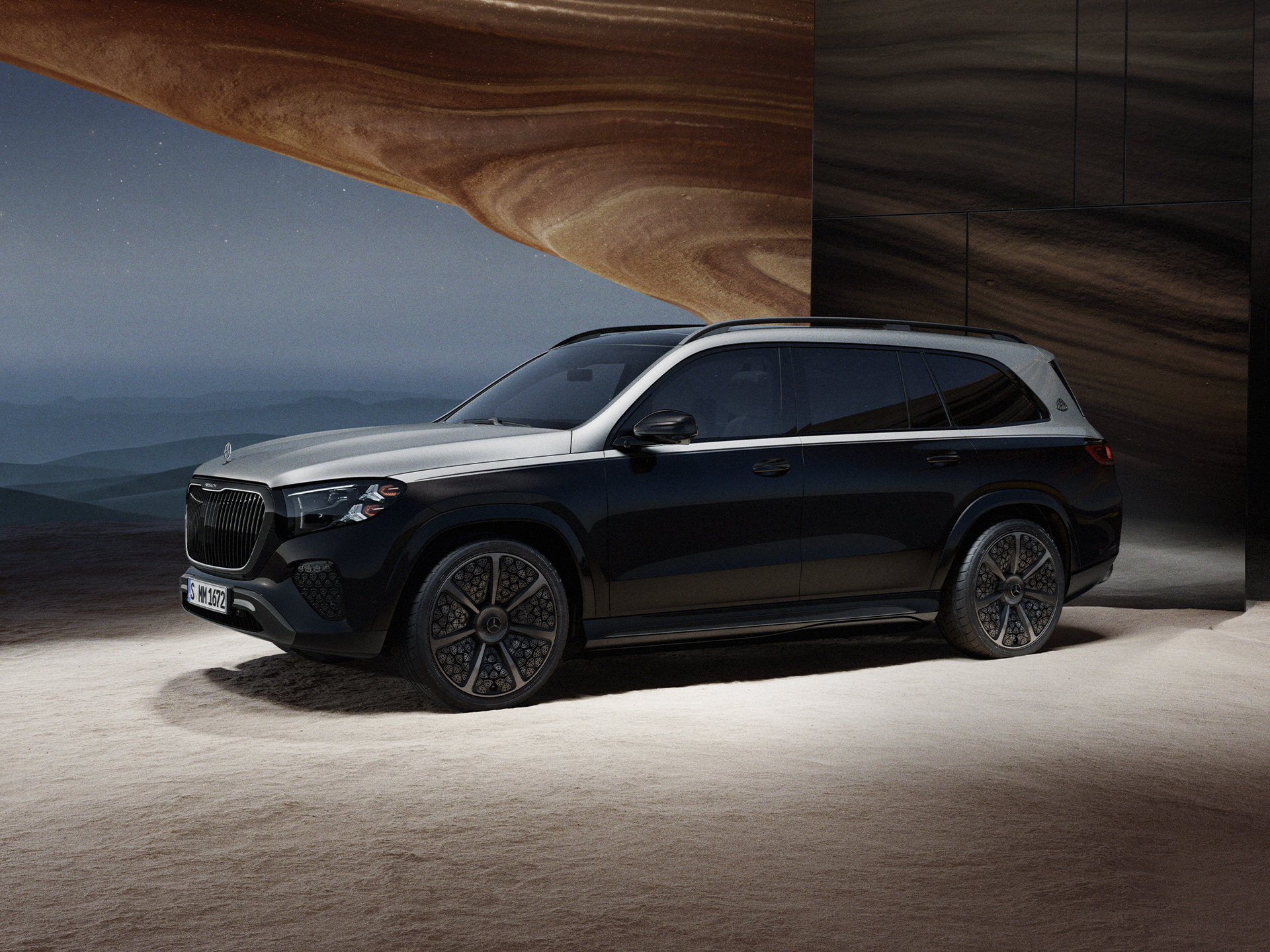 GLS Night Series | Trademark | Mercedes-Maybach Vue avant du Mercedes-Maybach GLS Night Series.