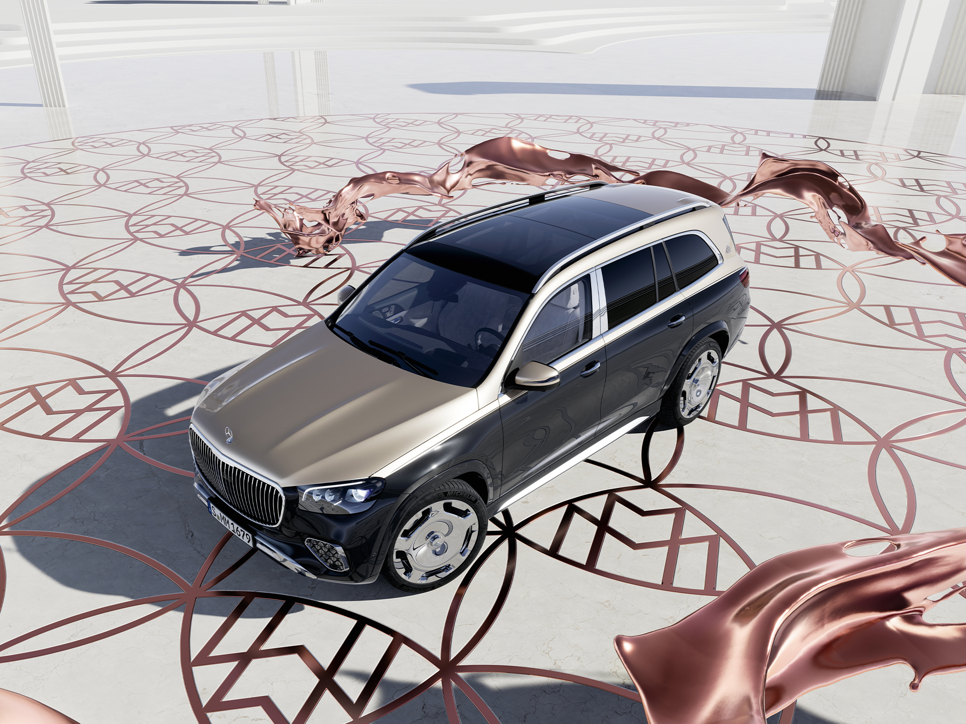 GLS SUV | Marque | Mercedes-Maybach Vue de dessus de la Mercedes-Maybach GLS SUV.