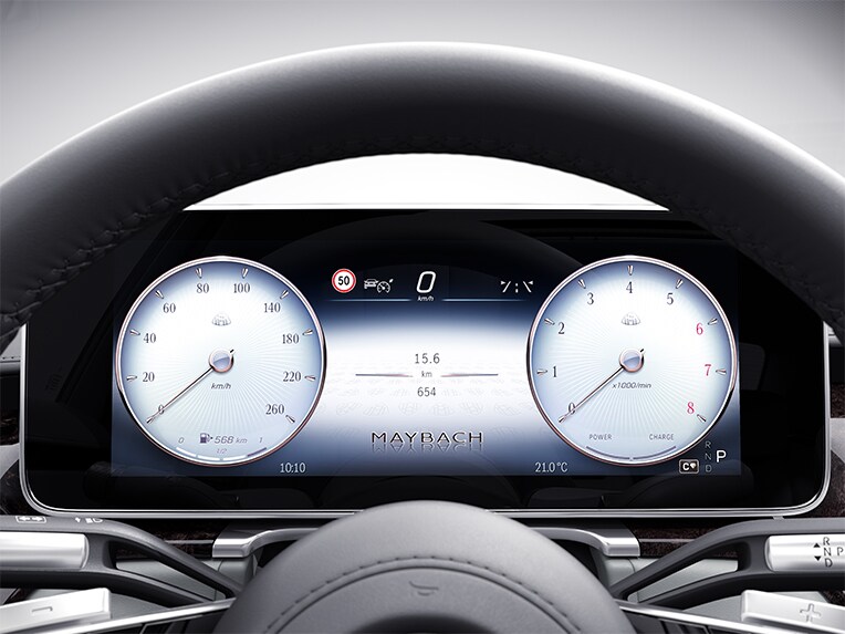 L’écran conducteur 3D de la Mercedes-Maybach Classe S.