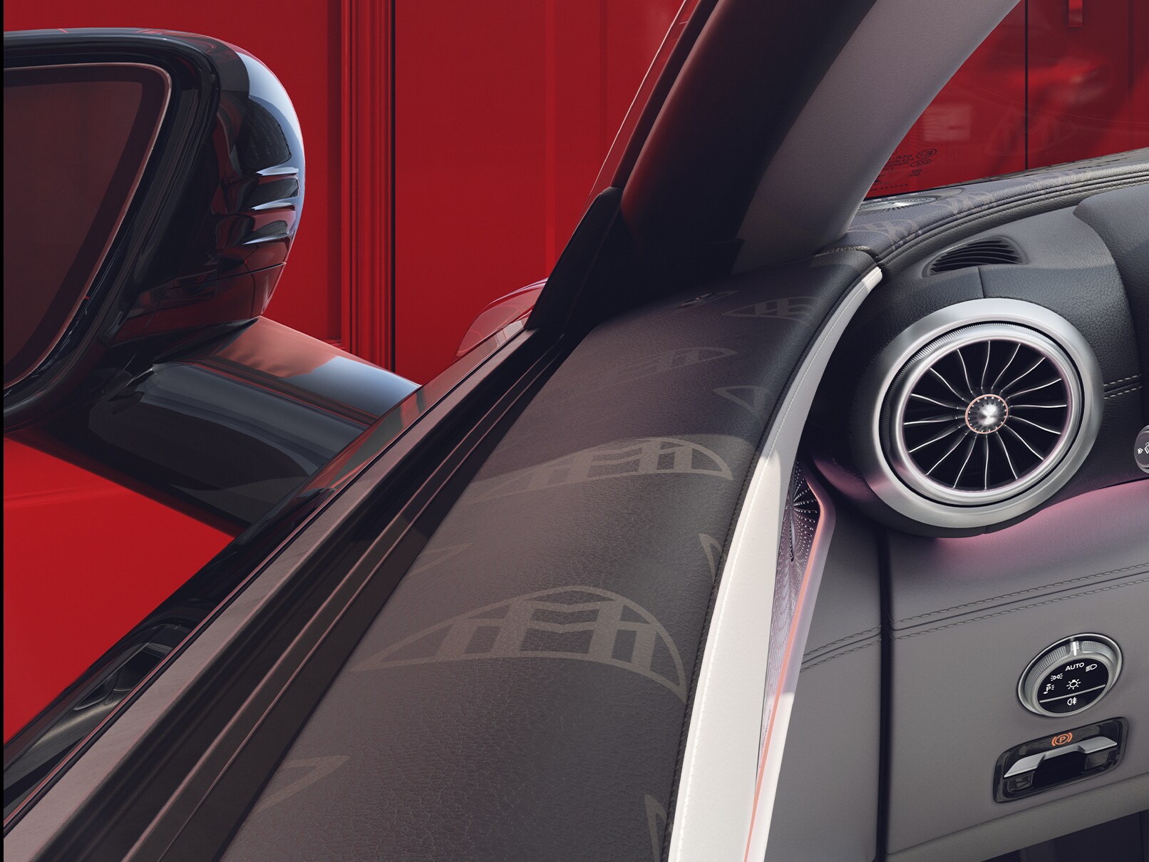 Đường viền cửa xe có họa tiết Maybach trên xe Mercedes-Maybach SL 680.
