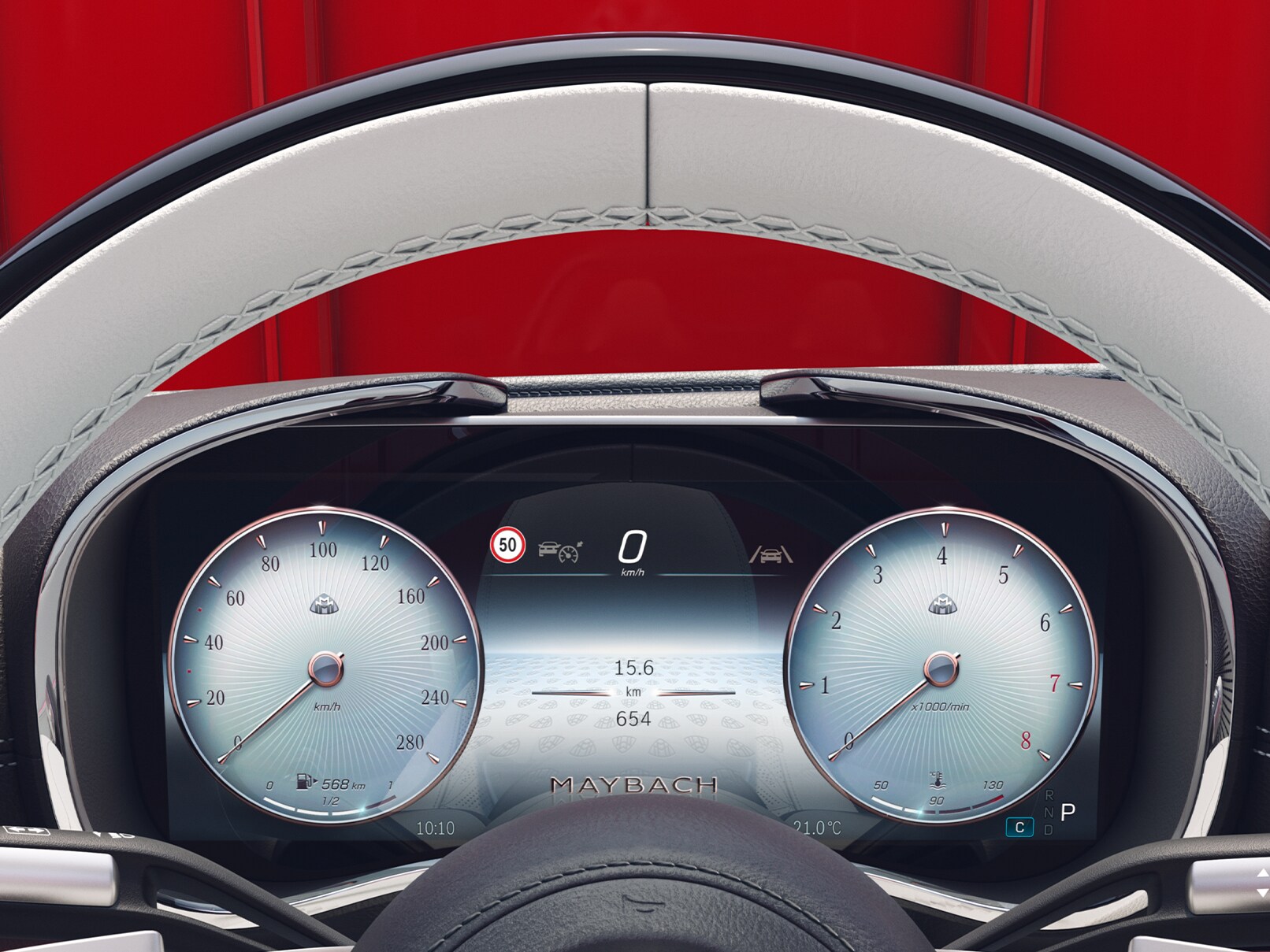 Màn hình hiển thị dành cho người lái có kích thước 31,2 cm (12,3 inch) trên xe Mercedes-Maybach SL 680.