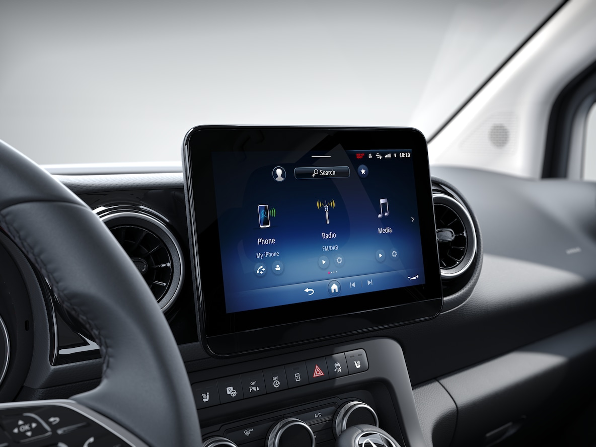 Das Hauptmenü im MBUX Multimediasystem der T-Klasse.