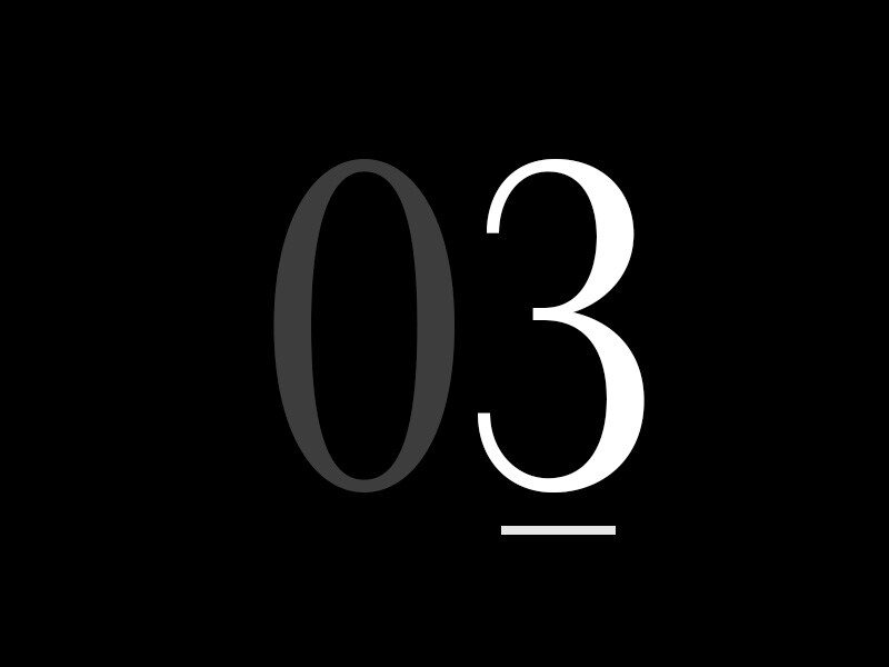 Un grand chiffre « 03 ».
