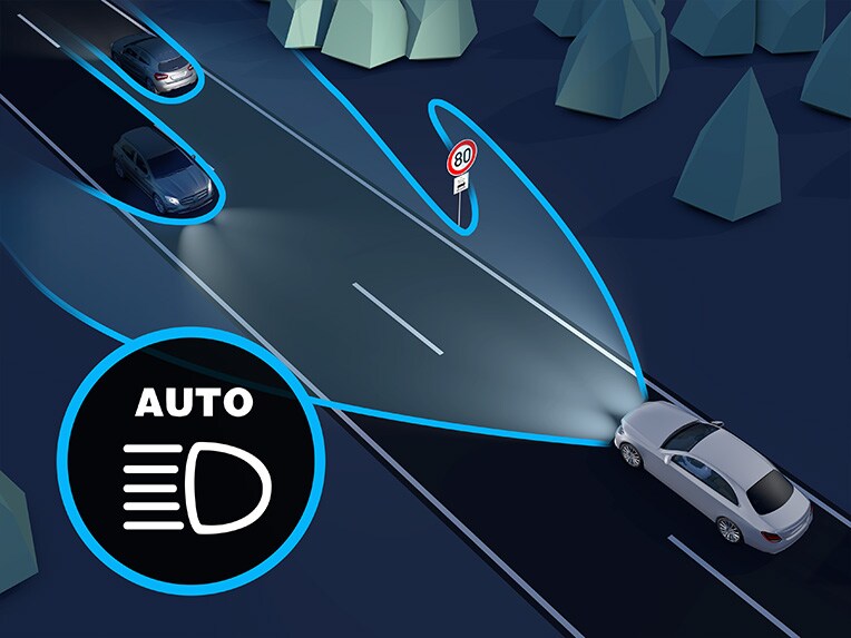 Un phare avec assistant de feux de route adaptatifs Plus.