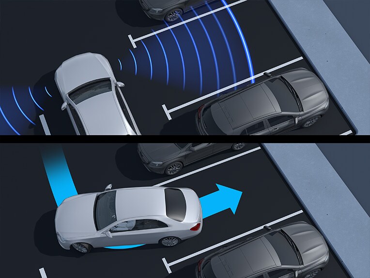 Le fonctionnement de l’assistant de stationnement actif avec PARKTRONIC de Mercedes-Benz.