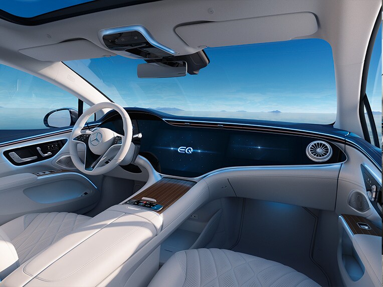 Der Mercedes-Benz EQS Fahrzeuginnenraum.