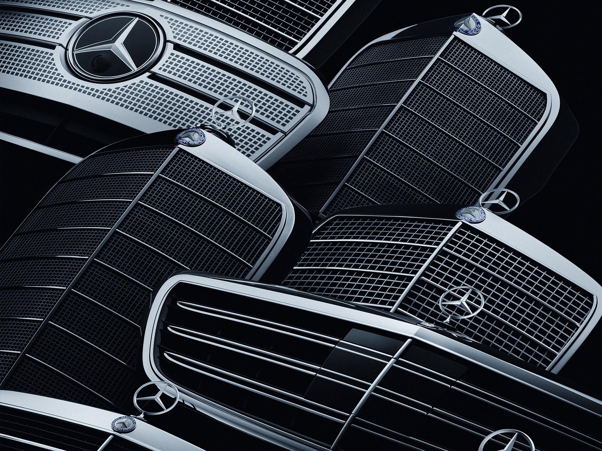 Collection de protège-radiateurs Mercedes-Benz.