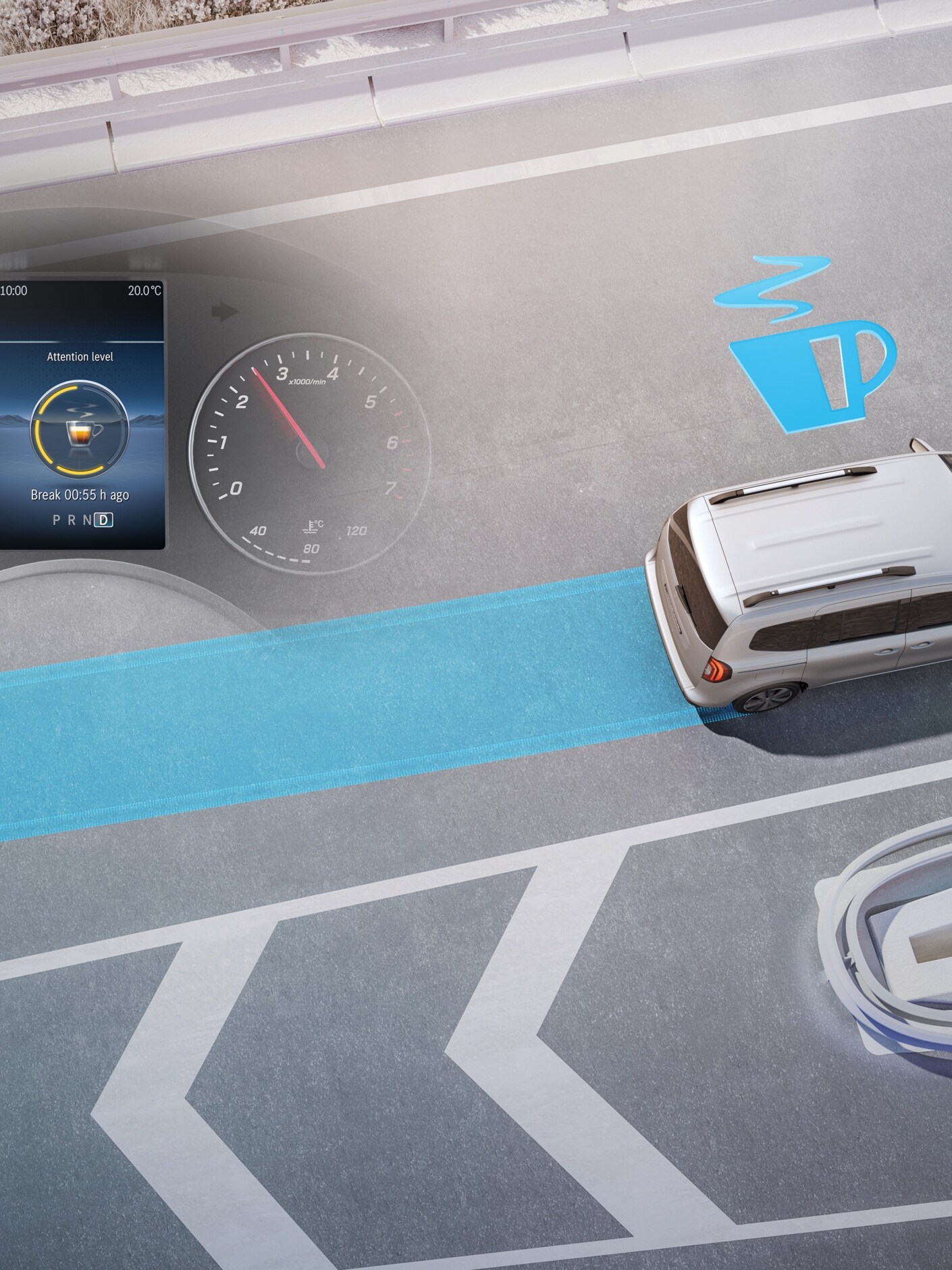 Der Aufmerksamkeits-Assistent ATTENTION ASSIST des Mercedes-Benz Citan Kastenwagens.