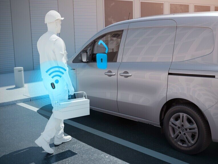 Déverrouillage sans clé avec KEYLESS-GO sur le Mercedes-Benz eCitan fourgon.