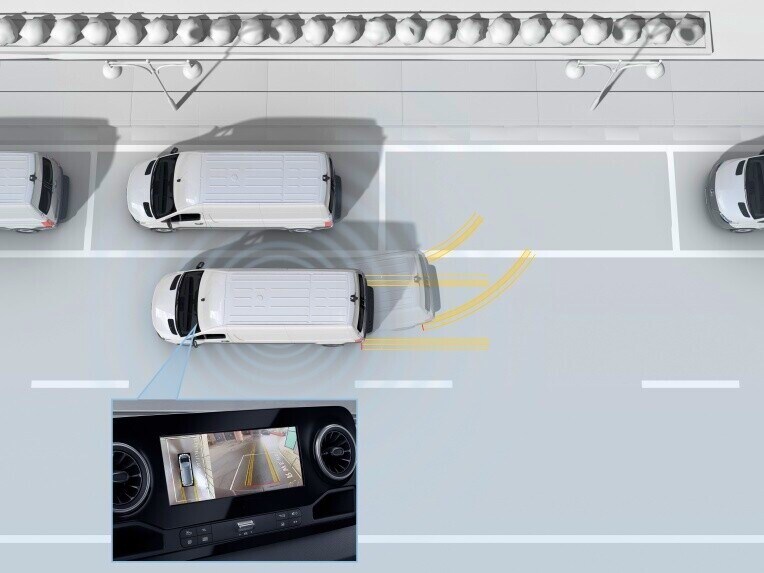 Il pacchetto parcheggio con telecamera a 360° per Mercedes-Benz eSprinter Furgone.