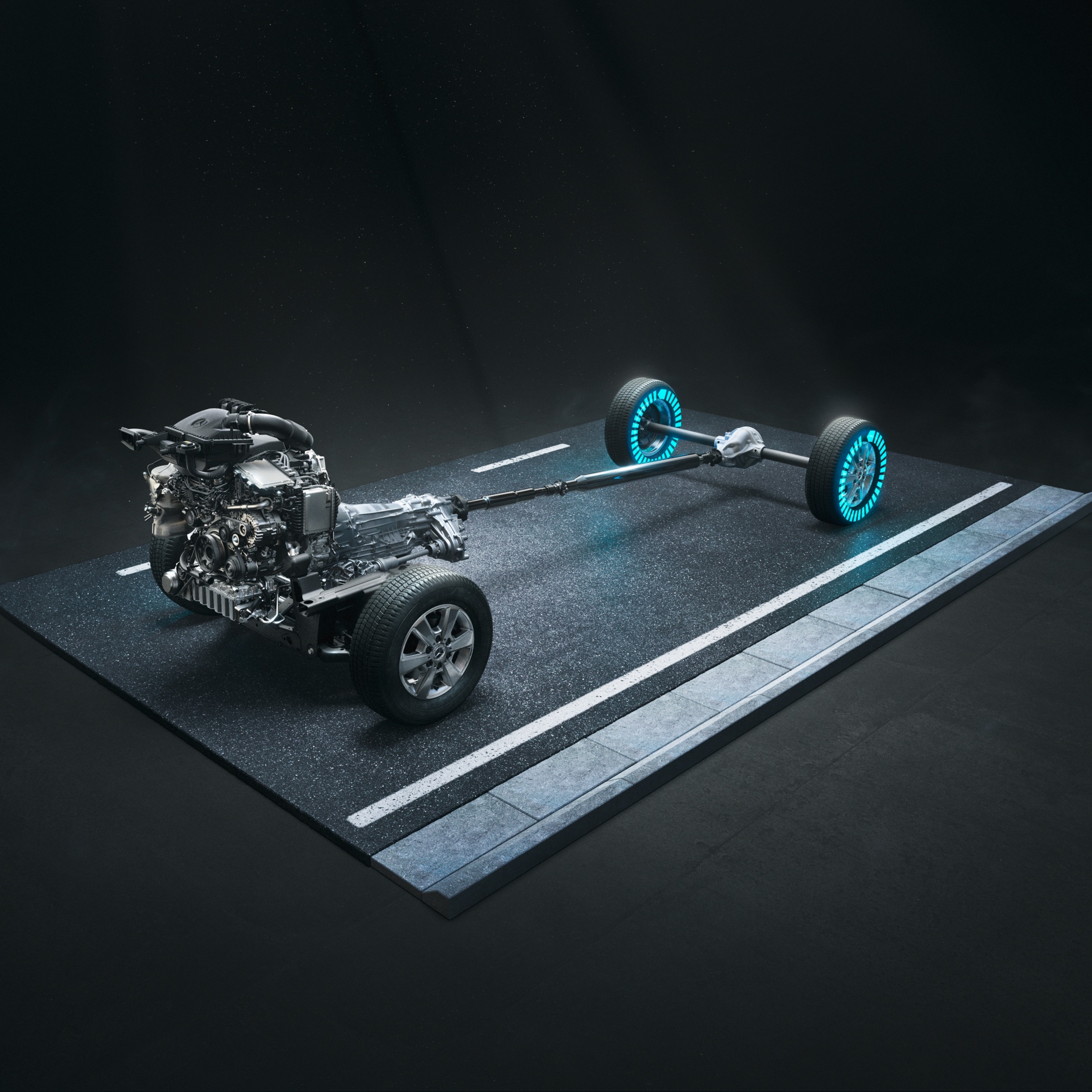 Transmission intégrale 4x4 avec Torque-on-Demand | Sprinter à plateau | Mercedes-Benz La transmission intégrale 4x4 avec Torque-on-Demand du Sprinter à plateau.