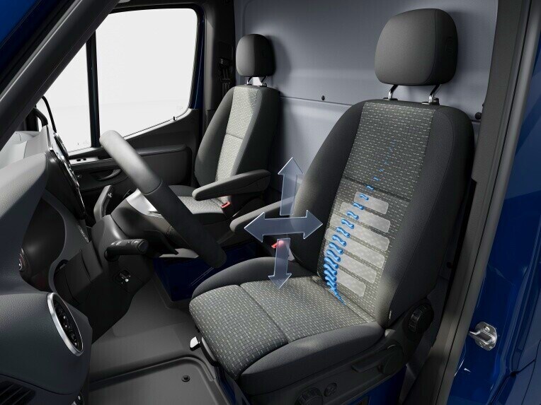 Il sedile lato guida e lato passeggero anteriore con supporto lombare del Mercedes-Benz Sprinter Furgone.
