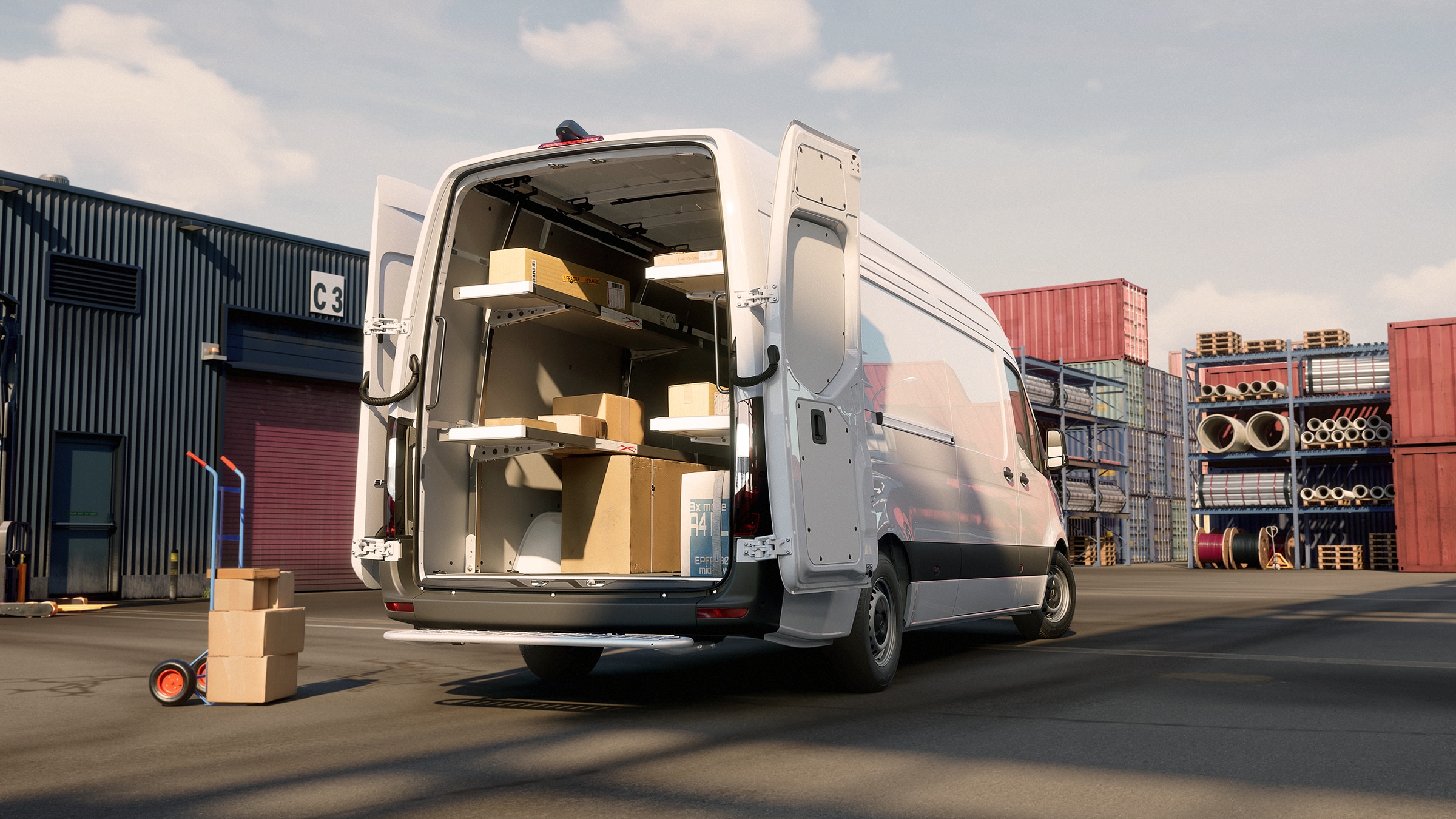 Sprinter furgone | Tutti i modelli Sprinter | Veicoli commerciali Mercedes-Benz Mercedes‑Benz Sprinter con sistema di scaffalature e carico organizzato