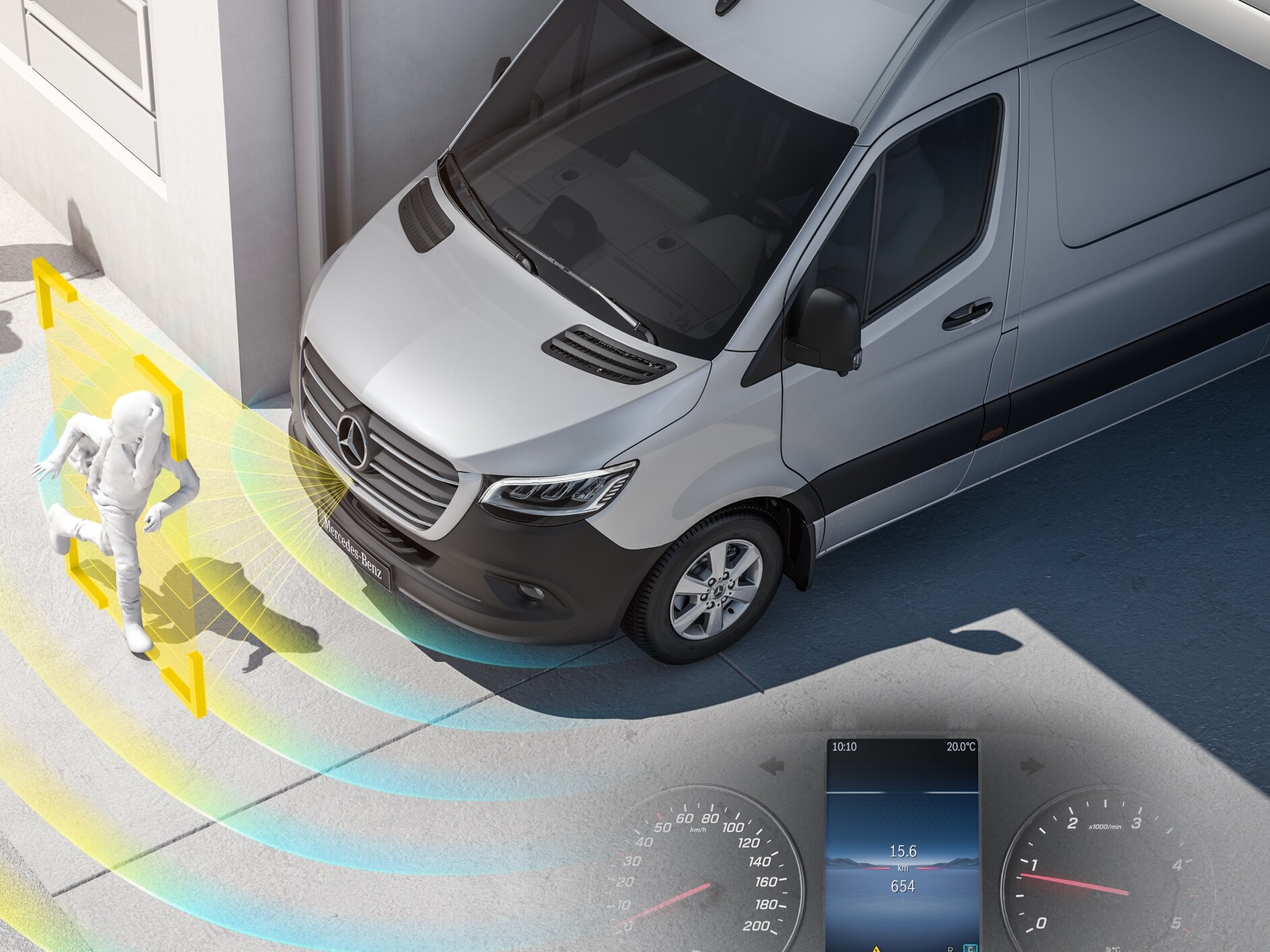 Il sistema di assistenza d'informazione all'avviamento (MOIS) del Mercedes-Benz Sprinter Tourer.