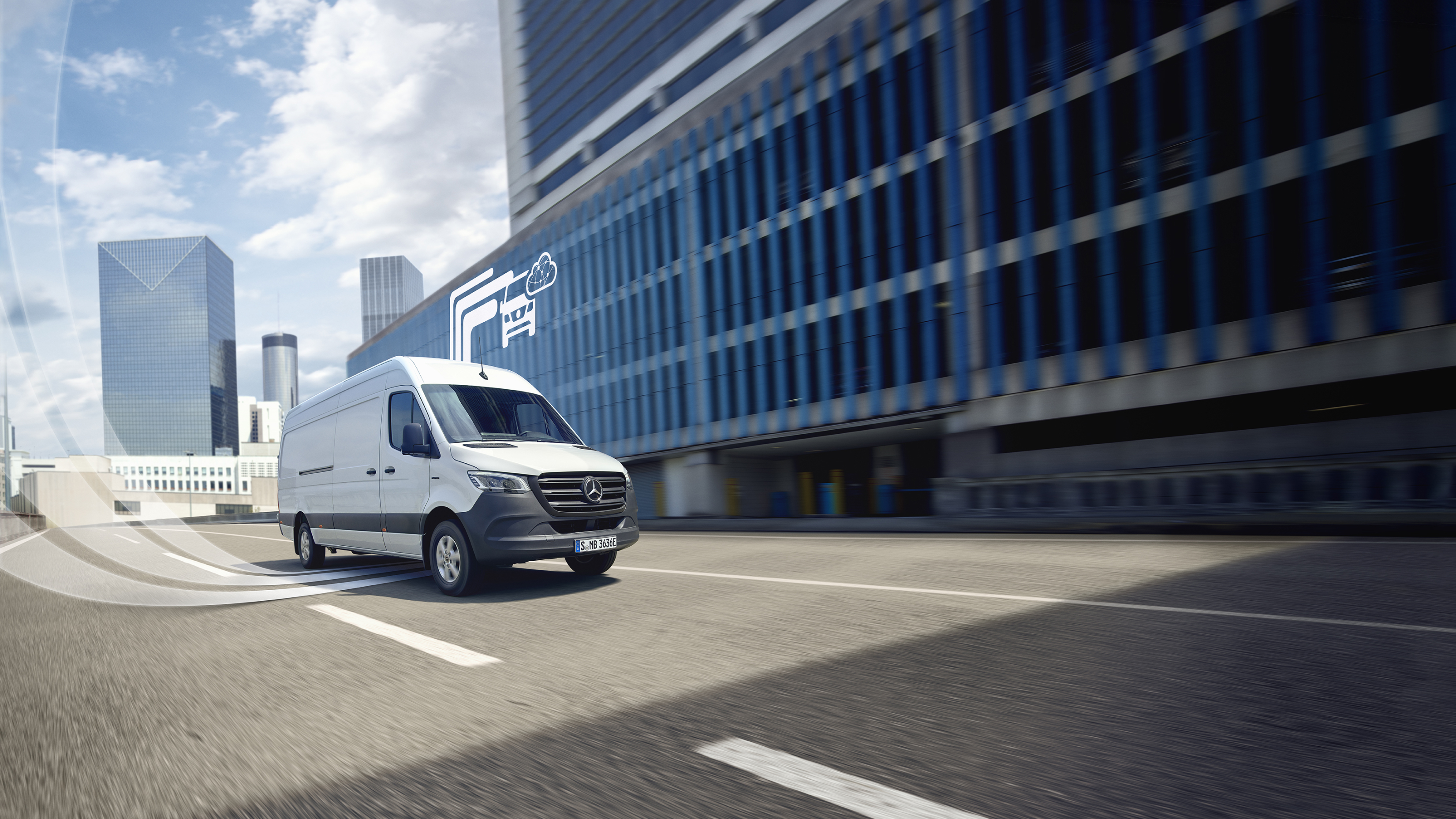 Digital Extras | Mercedes me Veicolo commerciale Mercedes-Benz con grafica dei Digital Extras.